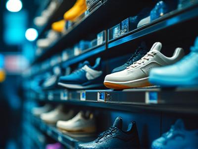 Rack of discounted sneakers